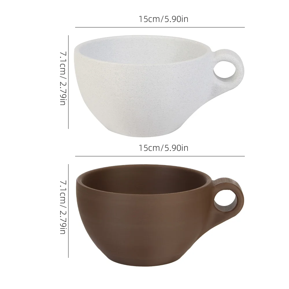 남성용 면도 비누 그릇, 손잡이 포함, 넓은 입구, 대용량, 면도 크림 및 비누용, 내구성 및 낙하 방지, 자가 마찰로 쉽게 거품이 발생, 풍부한 거품, 여행 및 가정용으로 완벽 - 흰색 및 갈색, 3D 프린