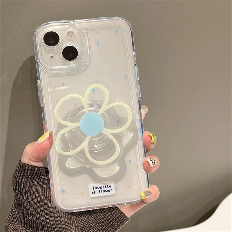 Charming Floral Phone Case with Holder and Air Cushion Protection