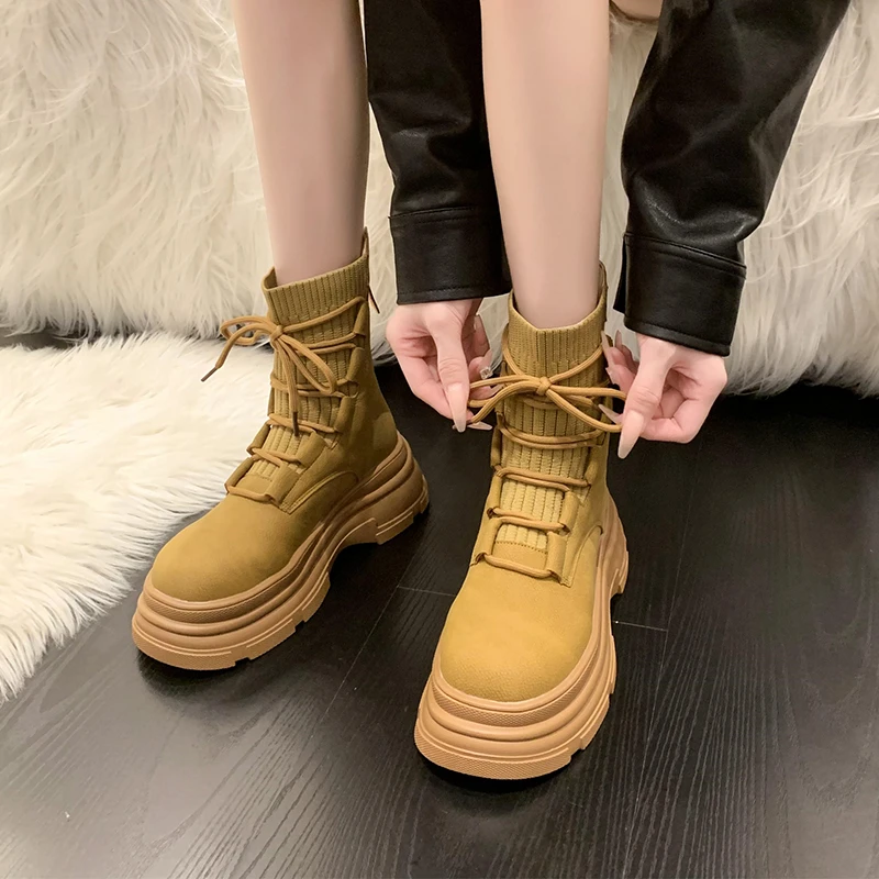 

2023 Shoes for Women Cross-tied Women's Boots Fashion Back Zip Casual Boots Women New Round Toe Ankle Boots Shoes Femalezapatos