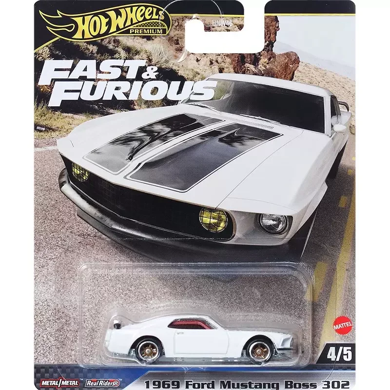 Hot Wheels Original Premium Fast & Furious Alloy Car 1969 White Ford Mustang Boss 302 Modelli Di Automobili 1/64 Giocattoli Per Regali Per Ragazzi