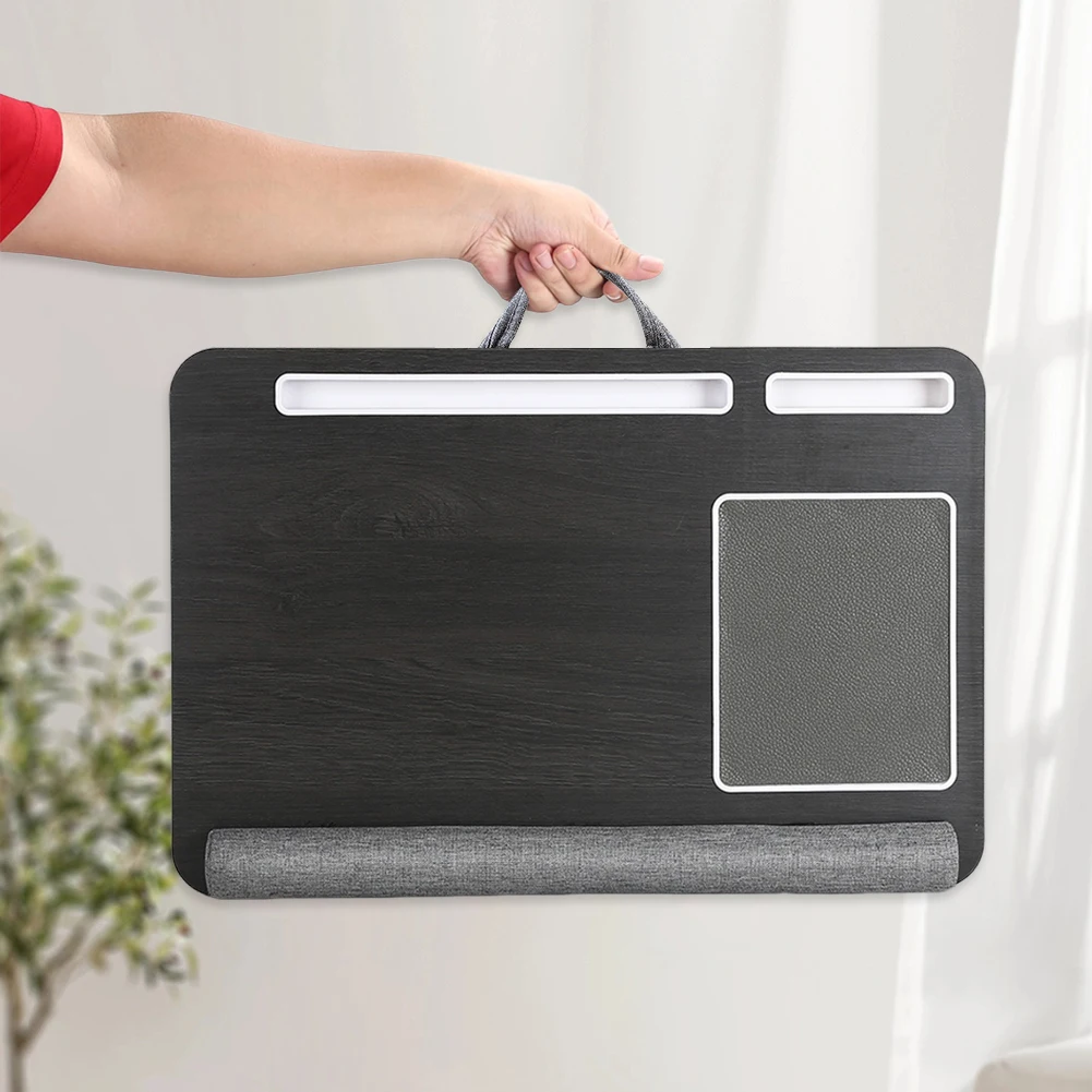 휴대용 무릎 위 노트북 책상, 베개 쿠션 포함, 마우스 패드 및 휴대폰 거치대가 있는 노트북 스탠드, 가정 및 사무실용 무릎 위 책상