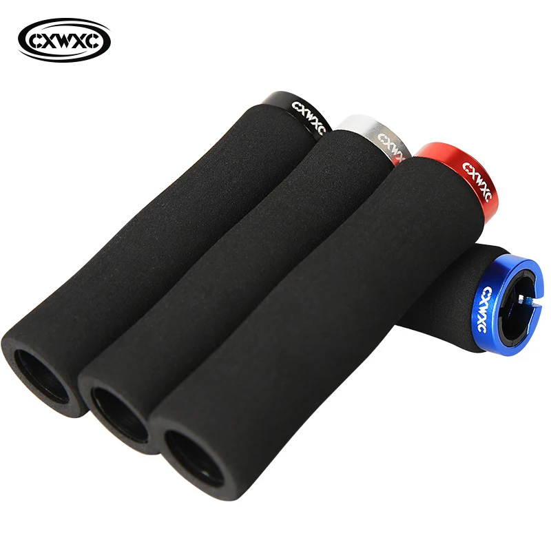 

CXWXC Sponge Bicycle Grips Ultralight Soft MTB Bike Handlebar Cover Anti-skid Aluminum Alloy Single Lock Grip With Dust Plug