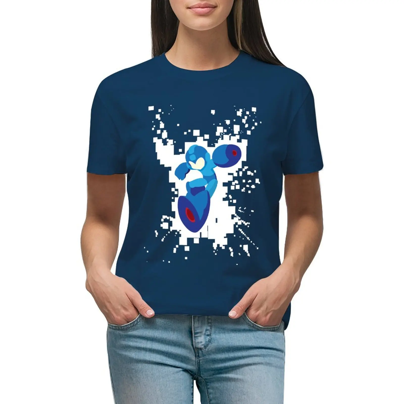 

Mega Man Pixel Jump Tee T-shirt Blouse summer tops spring clothes Women 2024