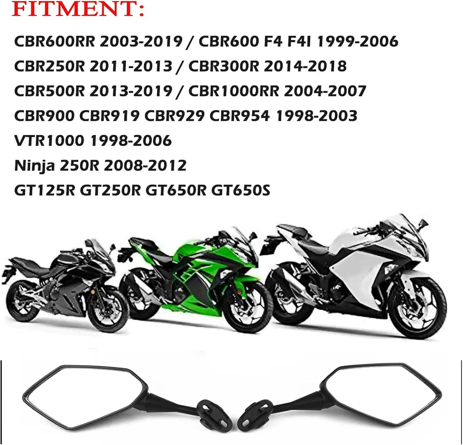 バイク用ミラー CBR900用 CBR919用 CBR929用 CBR954用 CBR600用 F4用 F4I バイク用 ミラー CBR900 用 CBR919 用 CBR929 用 CBR954 1998-2003 VTR1000 1998-