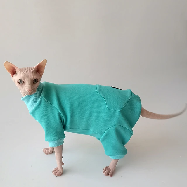 Green Waffle Thickened Elastic Warm Cotton German Cat Clothes Hairless Cat  Sweater