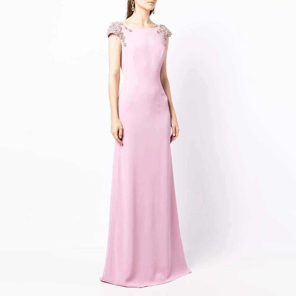 

Женское вечернее платье с юбкой-годе, элегантное платье с рукавами-крылышками и лавандовыми кристаллами, платье для гостей свадьбы, платье для выпускного вечера с открытой спиной