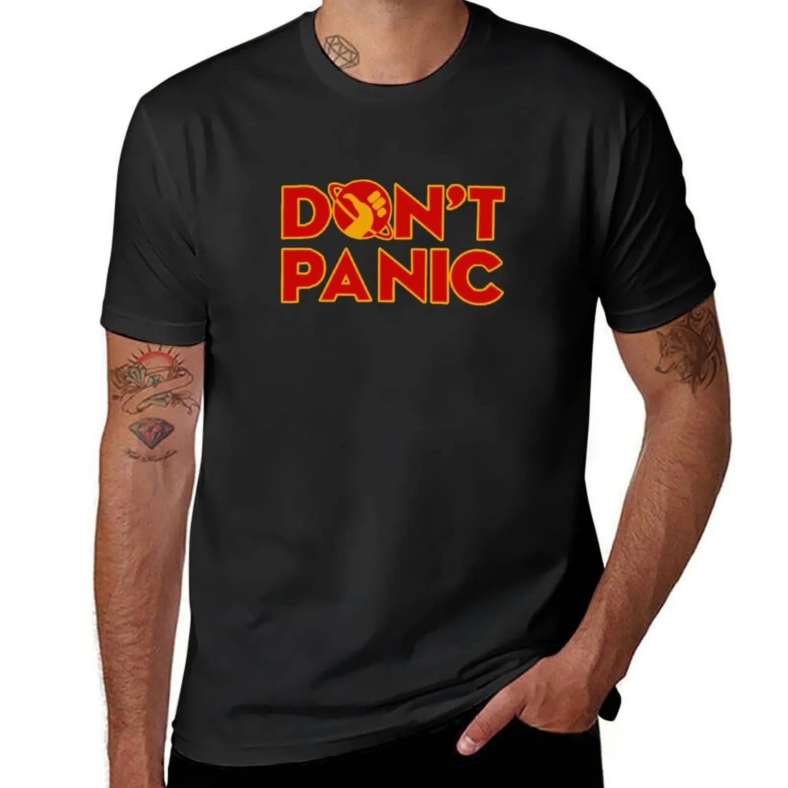 

Don't panic The Hitchhiker's Guide to the Galaxy T-Shirt plus size tops vintage sports fans mens white t shirts