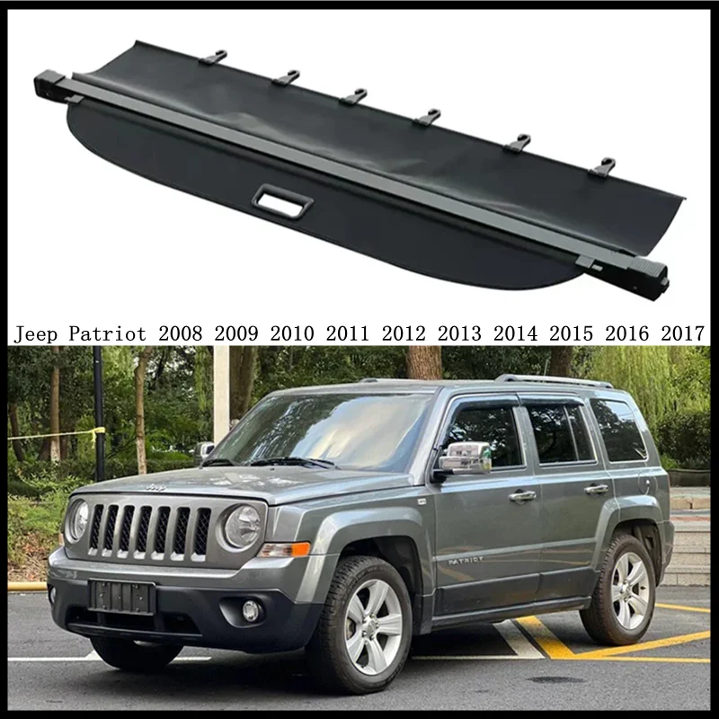 Rear Cargo Cover For Jeep Patriot 2008- Privacy Trunk Screen Security Shield Shade Stretchable Modification Parts
