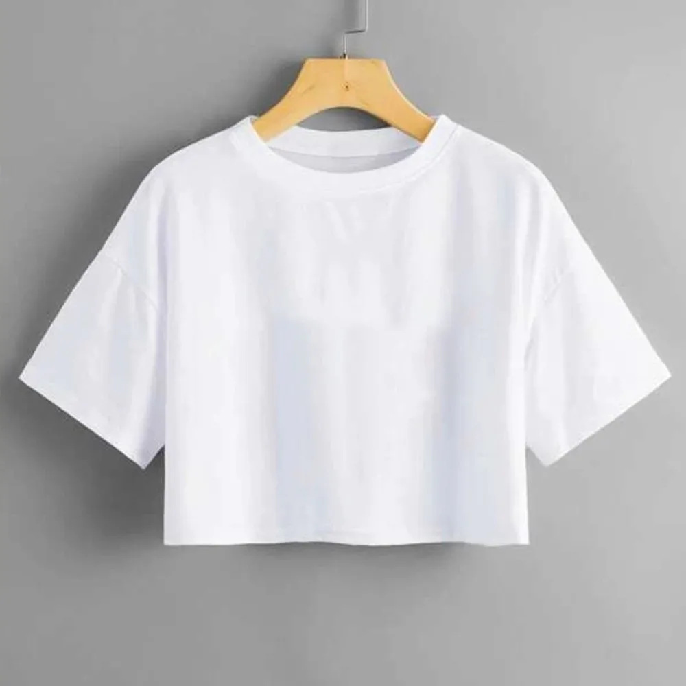 Description Picture 6 of itemIns Fashion U Neck Ultra Short T-Shirt Solid Color Korean Style Korean Short Tops Loose Basic T-shirt Black White Crop Top Dance