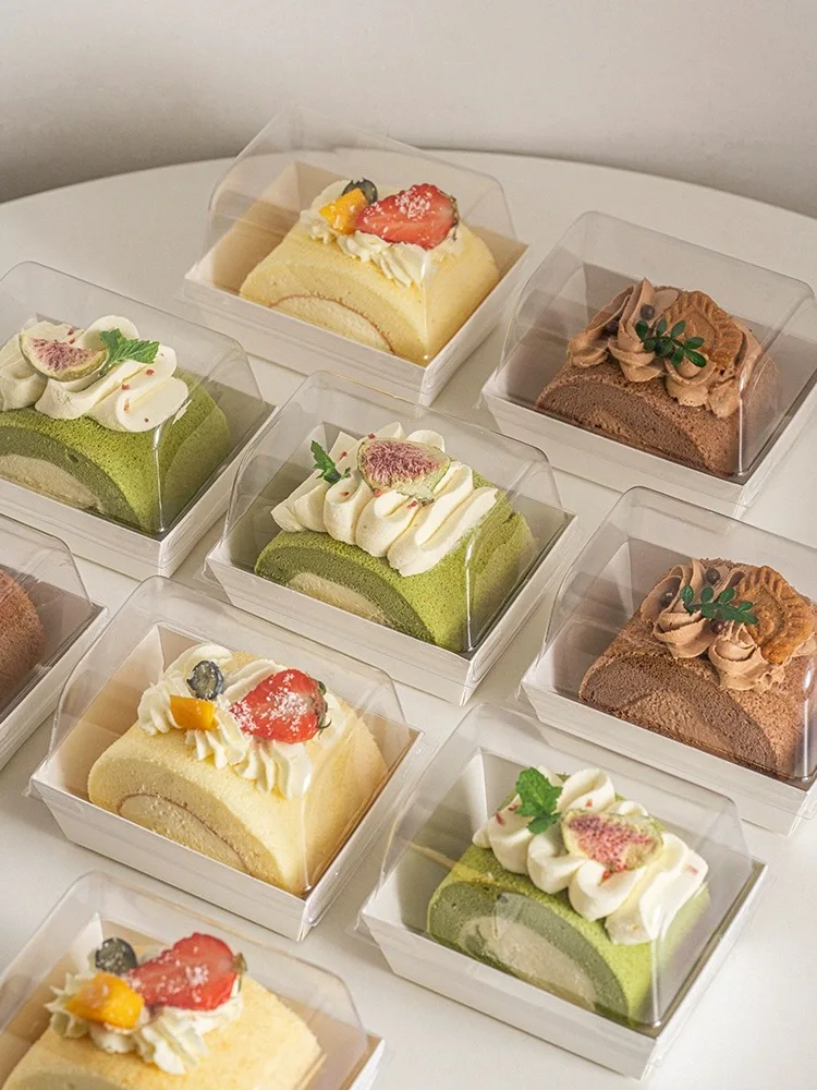 Trendy Cotton Candy Roll Cake Towel Roll Box Dert Slice Mousse Cake Paaging Box Kitchen Baking DIY Utensils Storage Box