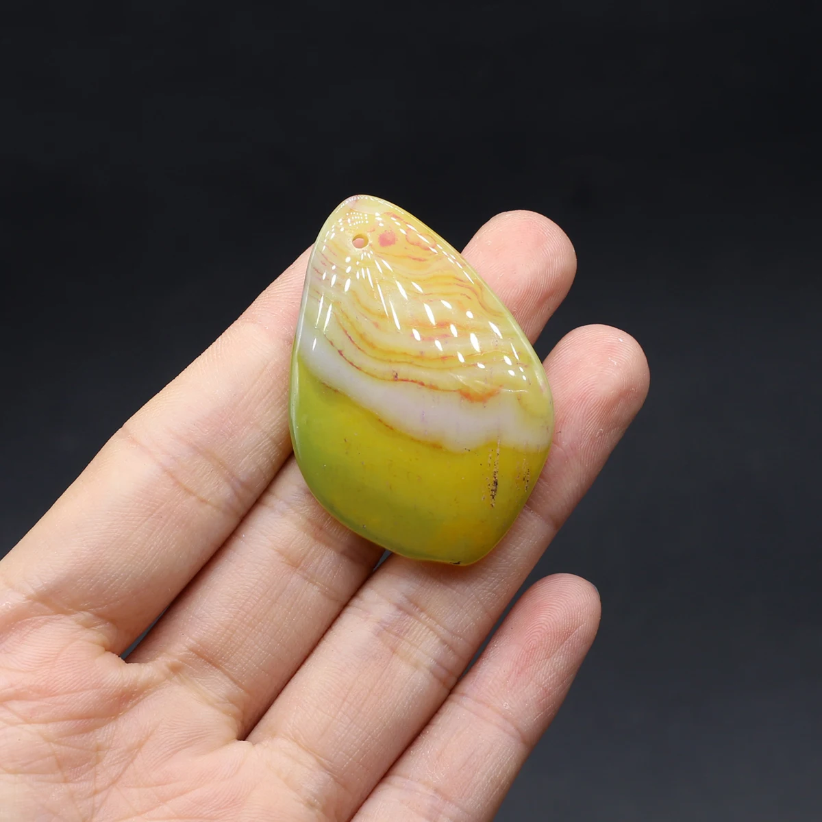 6PCS Wholesale Charm Natural Stone Random Color Droplet Shape Pendant 43x29mm Jewelry Making DIY Necklace Earring Accessories