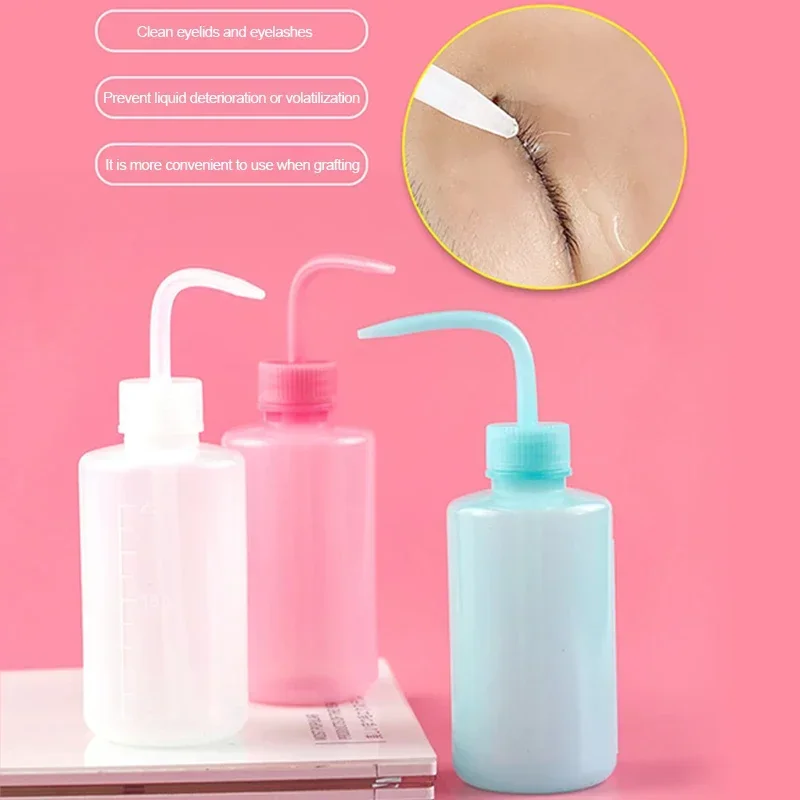 Curved Spout 250/500ml Eyelash Cleaning Washing Bottle Cleaner Waterproof Eyebrow Remover Bottle Eyelash Extension Makeup Tool
