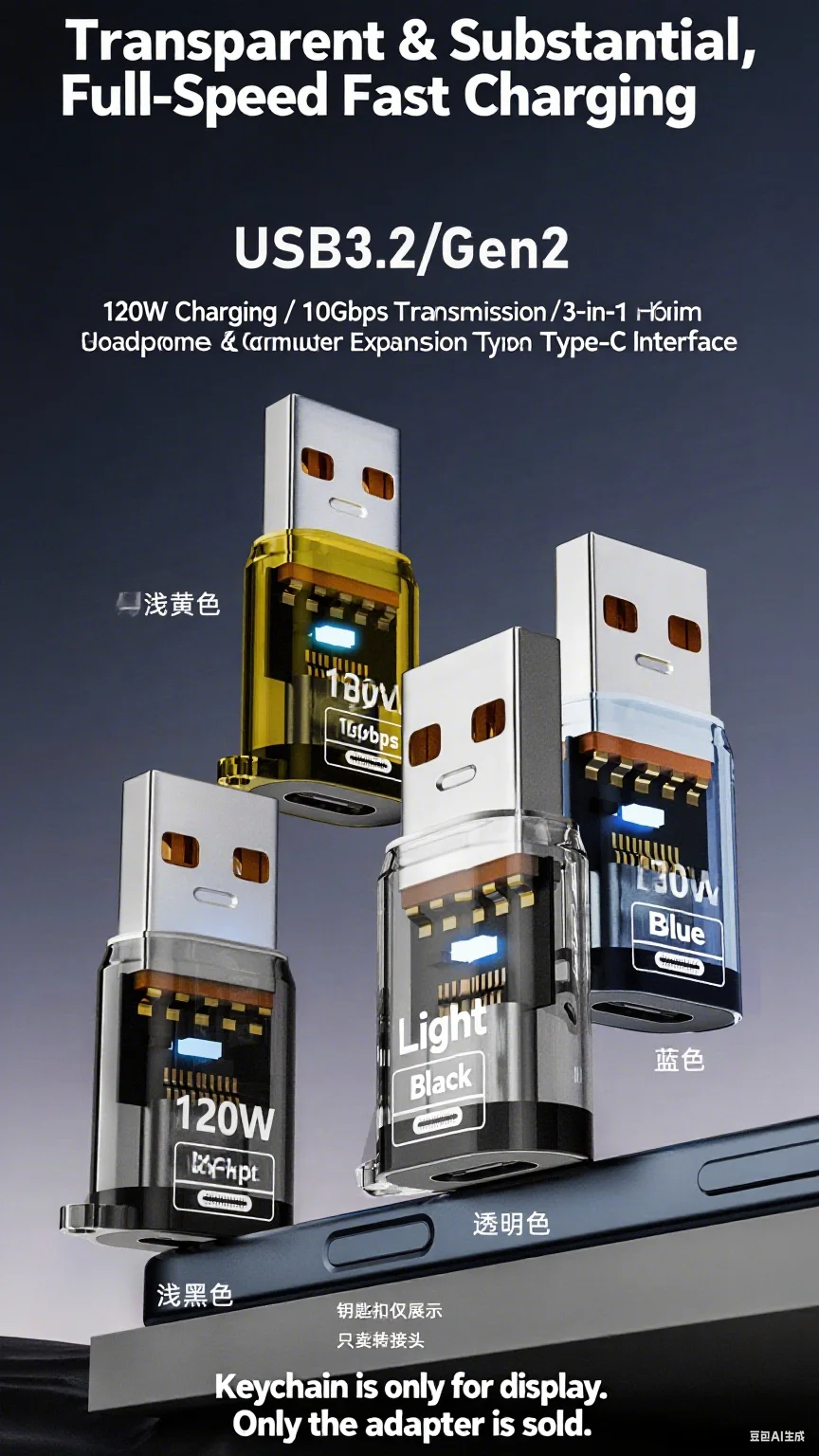 USB 3.2 Gen 2 암컷에서 타입-C 수컷 어댑터 고속 데이터 동기화 케이블 아이폰 15/16 삼성 노트북 등 호환