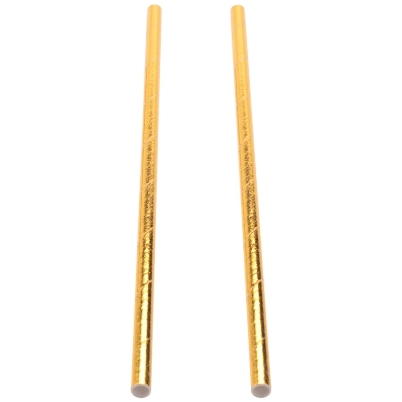 Gold Foil Paper Straws, Biodegradable Disposable Party Drinking Straws, Pack Of 100 Holiday Celebrations