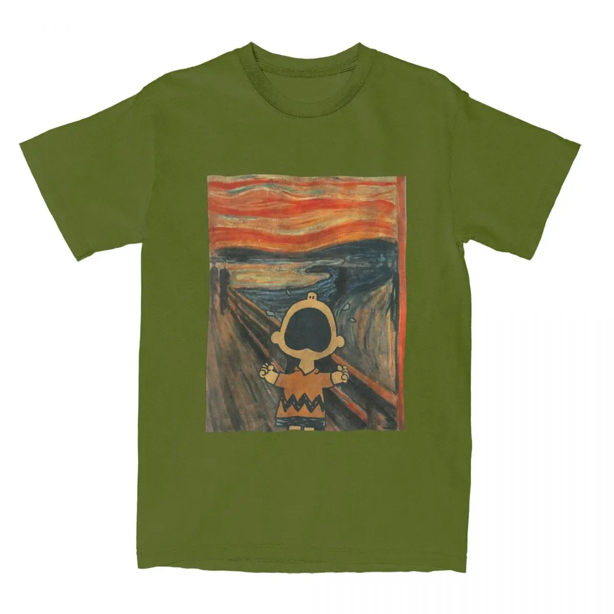 thumbnail image 1 of Camiseta de algodón para hombre con diseño artístico de Snoopy, Charlie Brown, Peanuts, Scream, cuello redondo, manga corta, idea de regalo, 1 of 5
