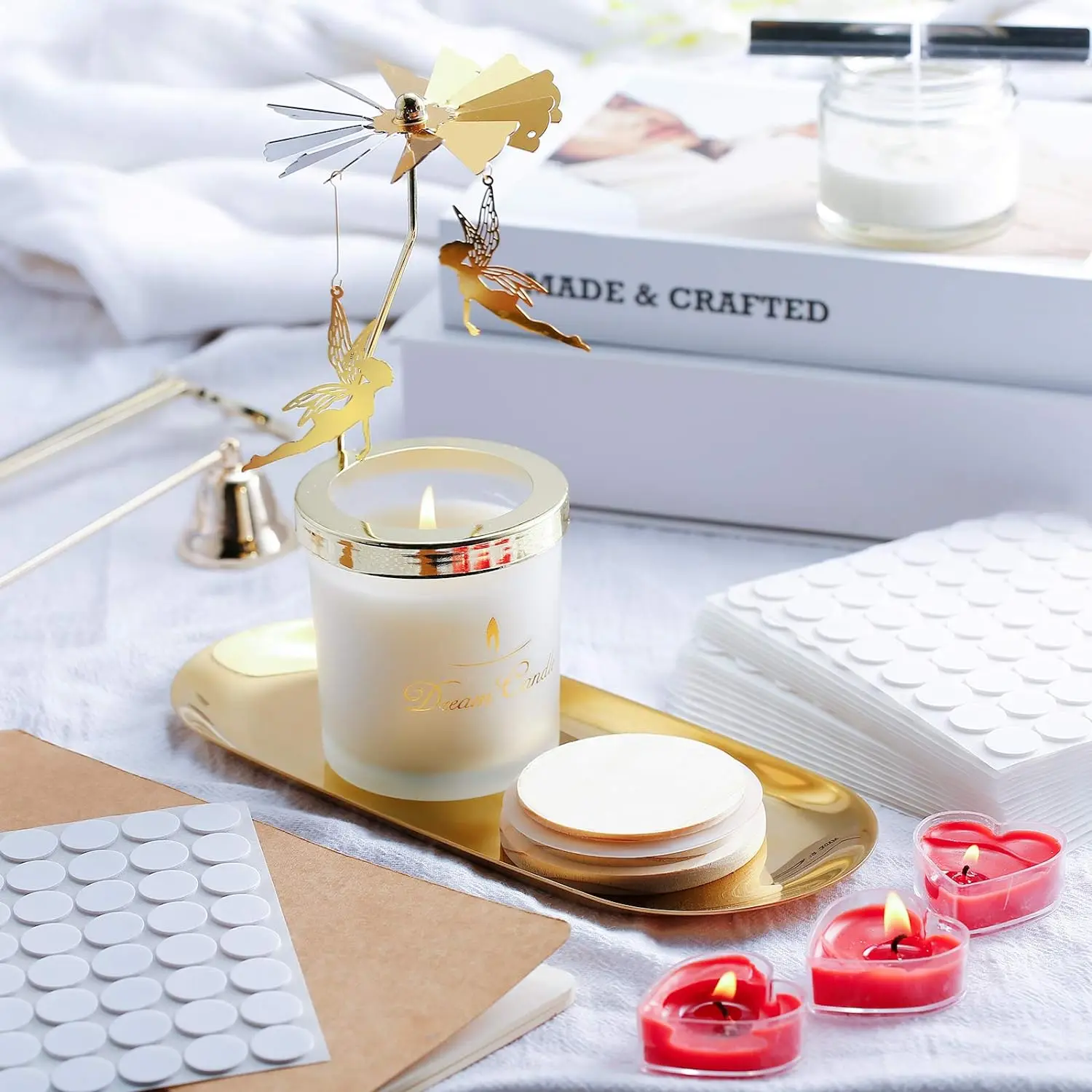 Candle Wick Stickers Candle Making Sticker Double-Sided Heat Resistance Stickers Hot Wax Wick DIY 50Pcs candle making stickers
