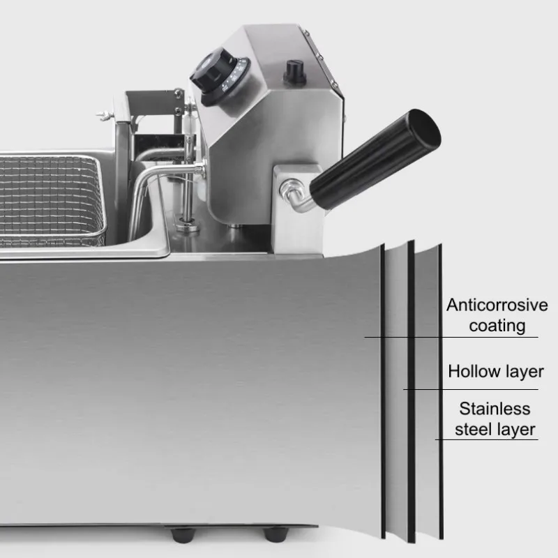 8L Electric Frying Pan Commercial Single-cylinder Timed French Fries Intelligent Automatic Lifting Large-capacity Fryer Electric 4