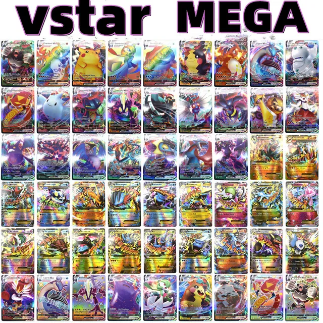 50pcs Vstar Game Pokemon Cards Anime Shining English Pokemon Cards GX VMAX MEGA Pikachu Charizard Battle Carte Trading Kids Toys 1