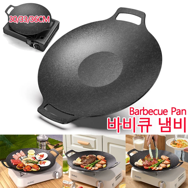 Grilling Pan Non-stick Thick Cast Iron Frying Pan Flat Pancake Griddle  Stone Cooker BBQ Grill Induction Cooking Pot for Outdoor