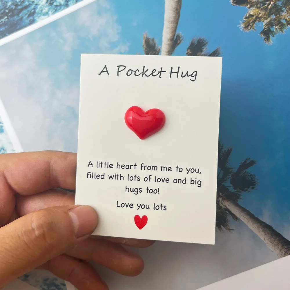 Cute little heart pocket hug, decorated pocket hug with encouragement card, special birthday, wedding, party，Valentine’s Day