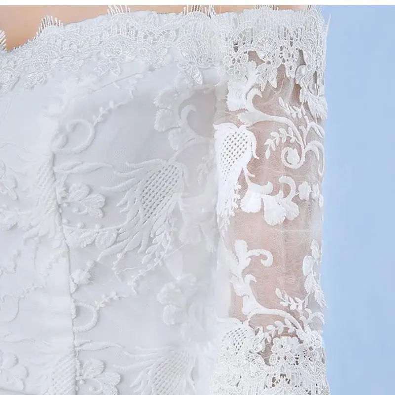 Maria Novia Half Sleeve Belt Wedding Dresses Off The Shoulder Lace Boat Neck Bride Dress Ball Gown Robe De Mariee Customized 4