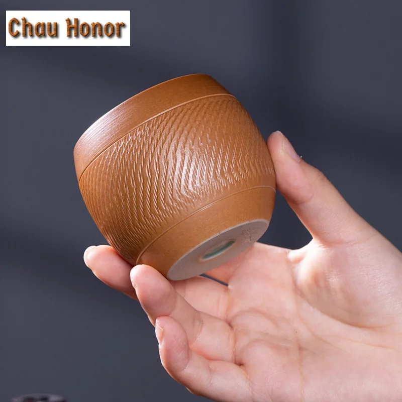 120ml Handmade Jump Knife Drum Shape Celadon Teacup Tea Bowl Single Cups Tea-tasting Smelling Cup Jianzhan Master Cups Tea Items