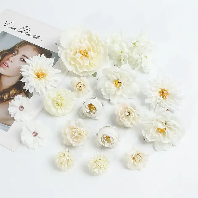 Ensemble de roses artificielles, fausses fleurs de pivoine pour décoration de maison, décorations de mariage, ornements, Bouquet, accessoires de guirlande 6