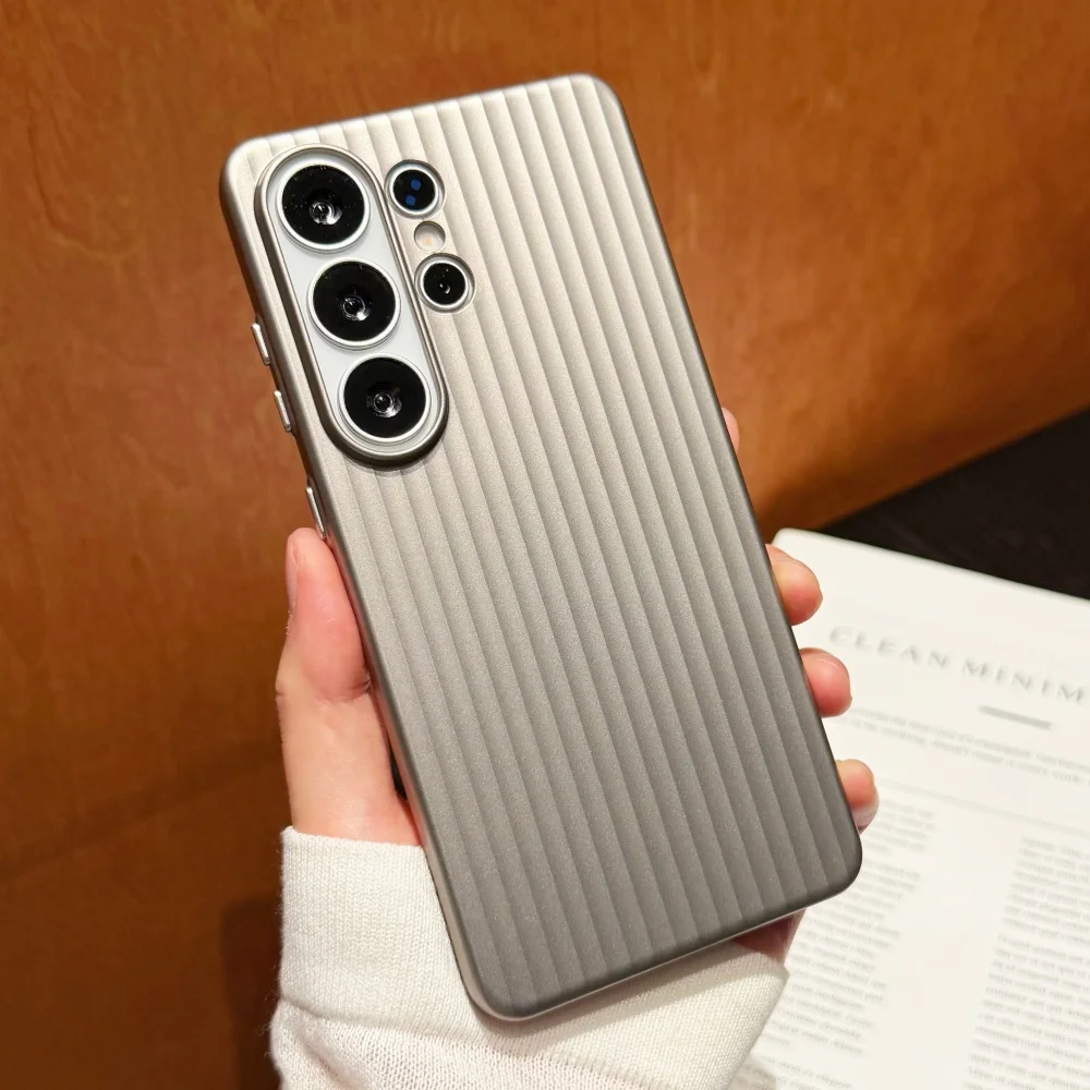 Luxury Striped Textured Matte Luggage-Inspired Shockproof Hard Case