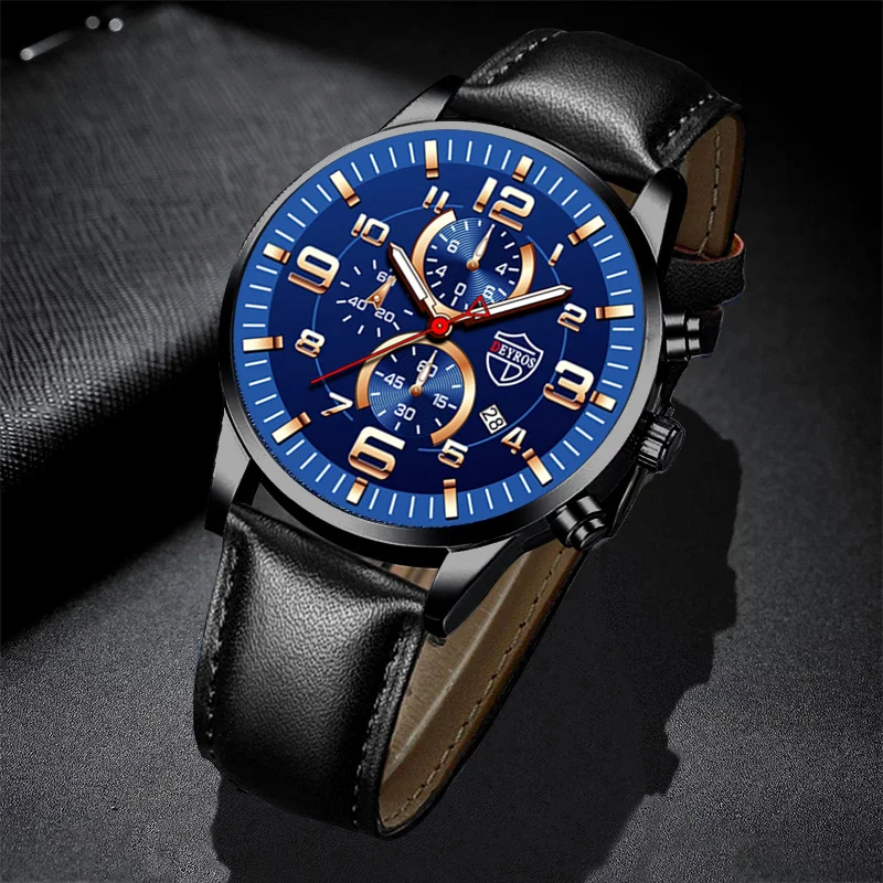 Mens Stylish Simplicity Watches Stainless Steel Leather Quartz Wrist Watch Man Business Watch Calendar Date Luminous Male Casual