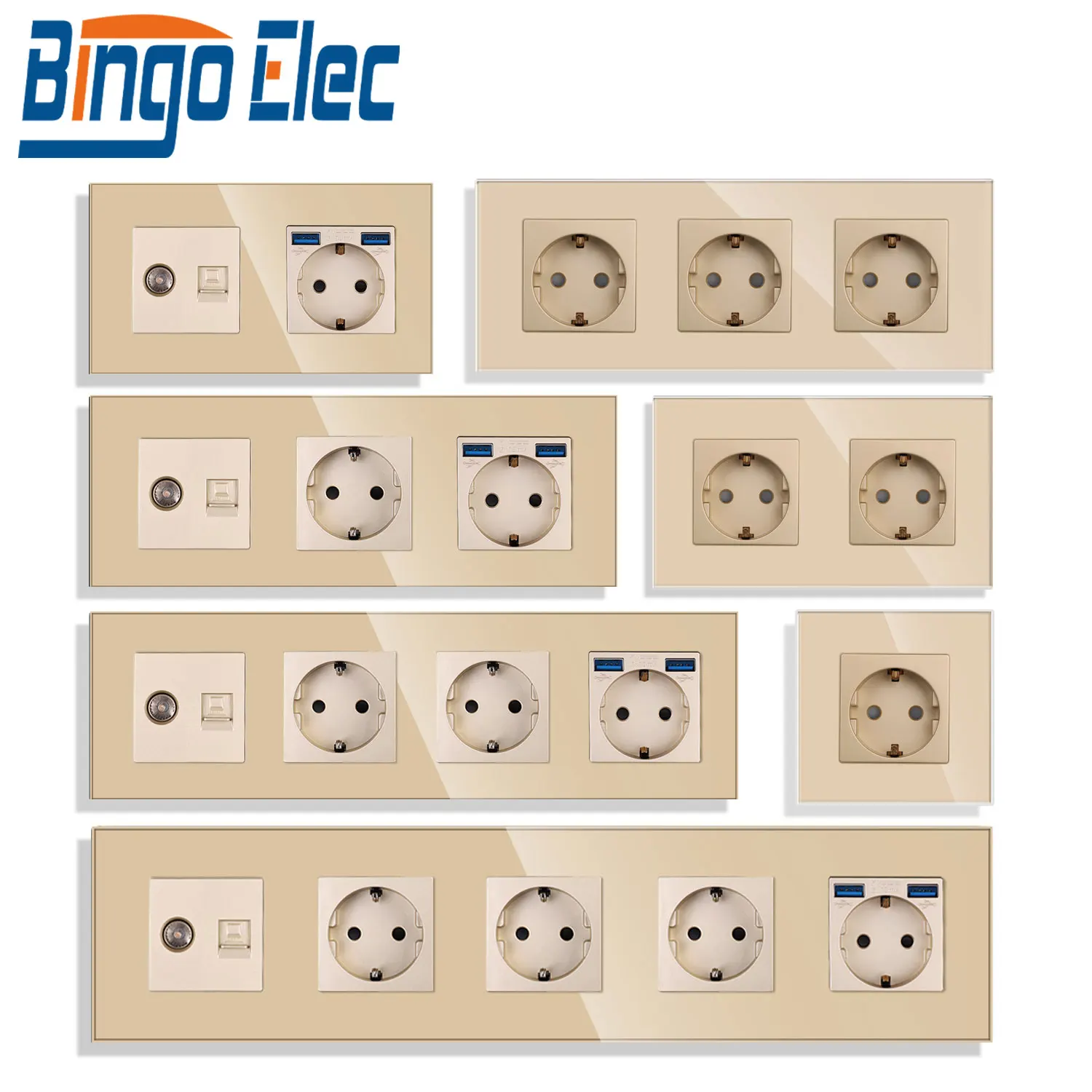BINGOELEC Touch Switches And Power Sockets With PC/TV/USB 20w Fast ...