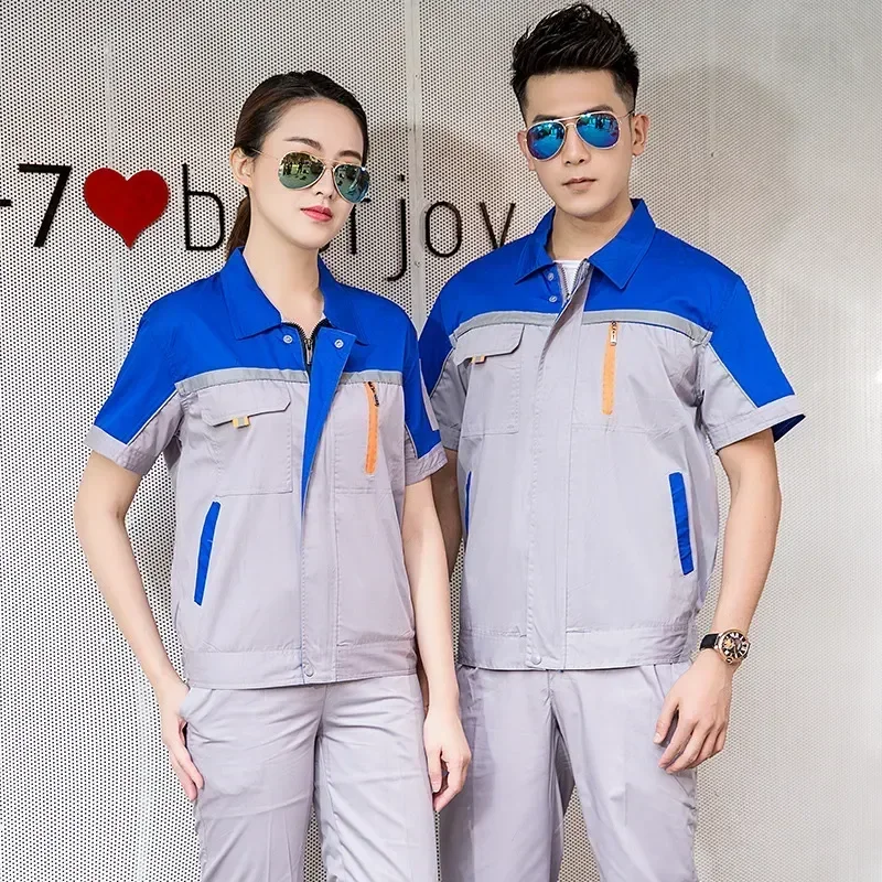 

Uniforms Work Women Clothes Men Breathable Reflective Workwear Workshop Working Car Repair Suit Summer Coveralls Thin Factory