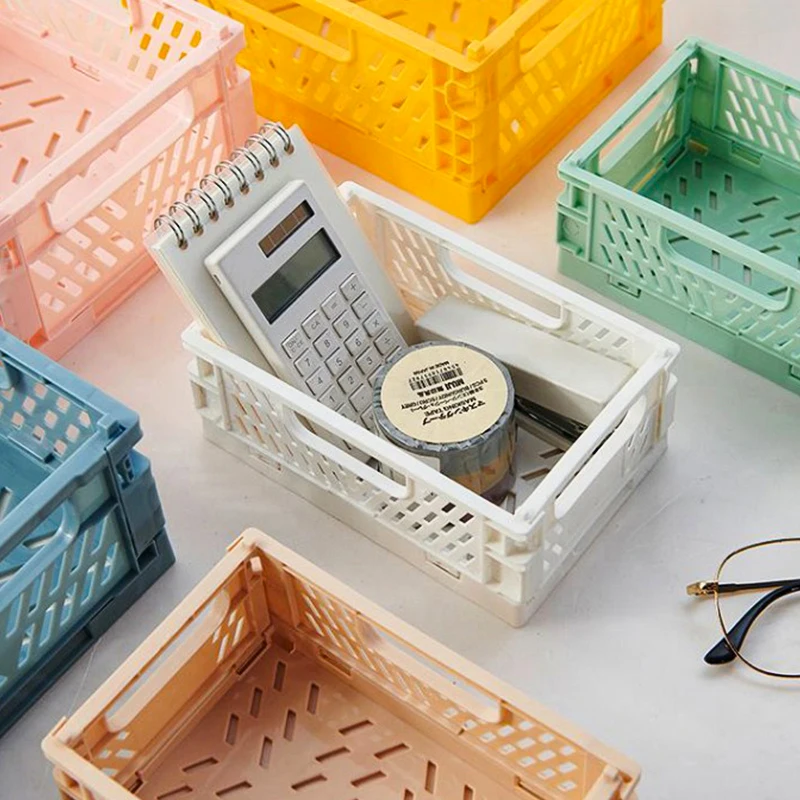6 Styles Plastic Stackable Foldable Stationary Holder Simple Cute Student Office Desktop Storage Stationery Organizer