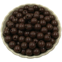 Set of 40 Solid Color 8mm Round Beads - 8mm (Coffee)