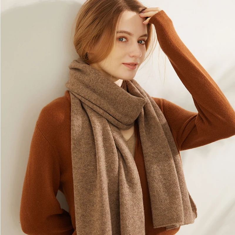 New Winter Scarf Knitted Yak Cashmere Wool Blend Scarf Men's Gift Giving Autumn Dual-purpose Warm and Comfortable 3