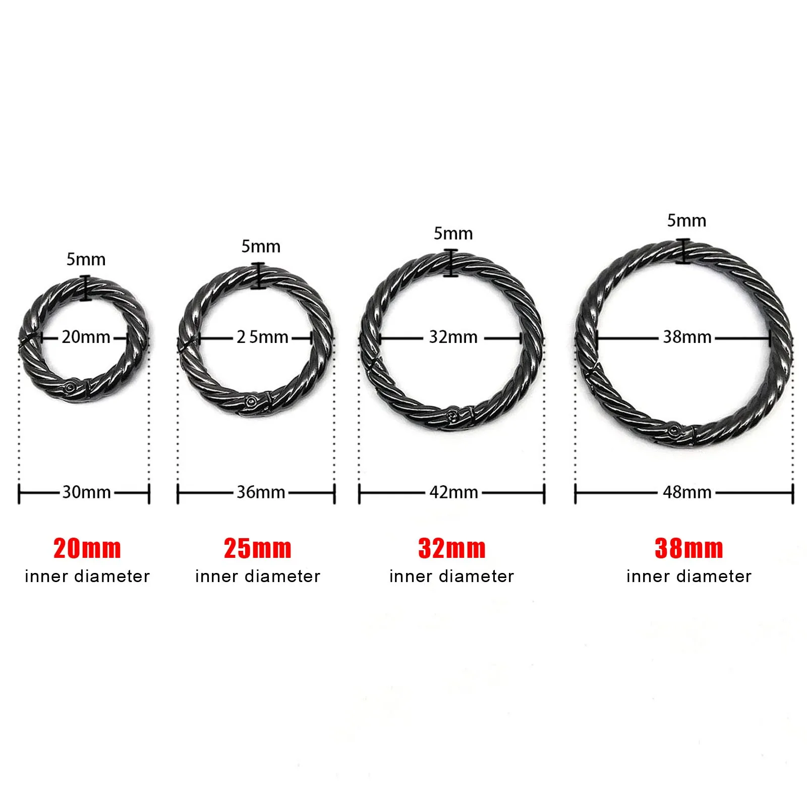 Twist Spring O Ring Openable Leather Bag Handbag Strap Buckle Connect Keyring Pendant Key Dog Chain Snap Clasp Clip Carabiner spring ring clasp,snap hook keychain rings,leather bag strap,snap hook,spring gate o ring