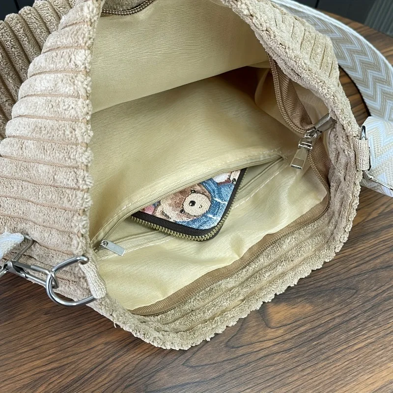 Versatile Women's Corduroy Crossbody Shoulder Bag, Suitable for Holding Tablets, Mobile Phones, Books, travel, Mother's Day Gift
