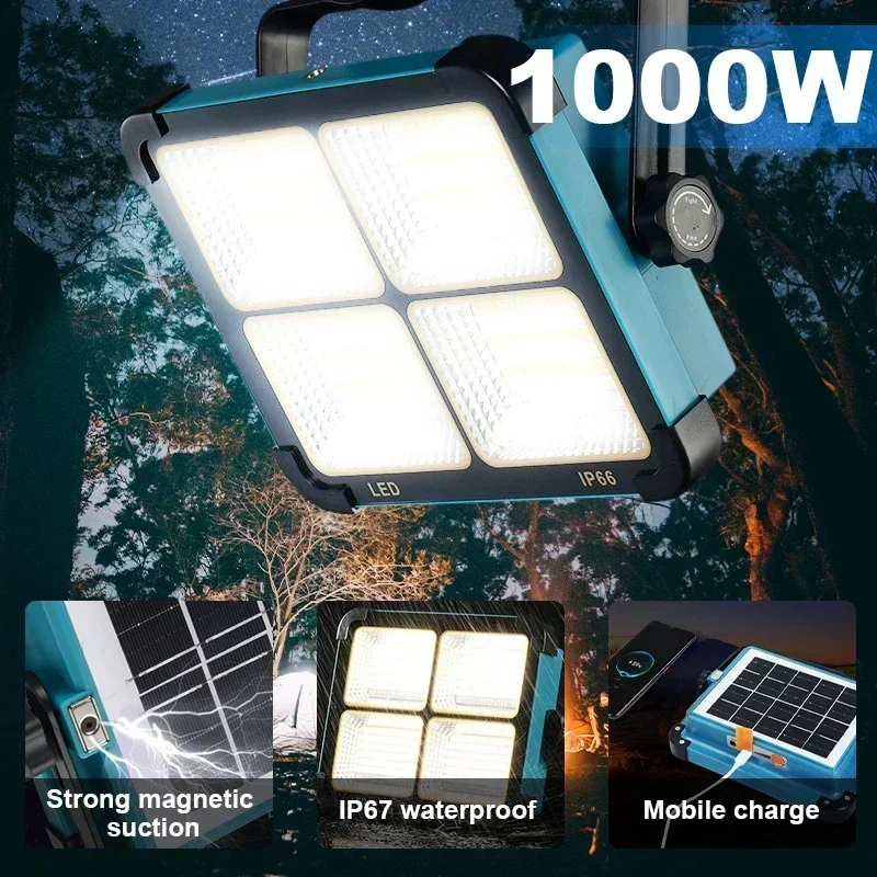 1000watt Portable Camping Tent Lamp USB Rechargeable LED Solar Flood Light Outdoor waterproof Work Repair Lighting