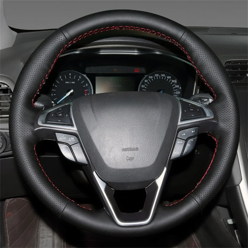 Funda de cuero de ante para volante de coche, cosida a mano, para Ford Fusion Mondeo 2013, 2014