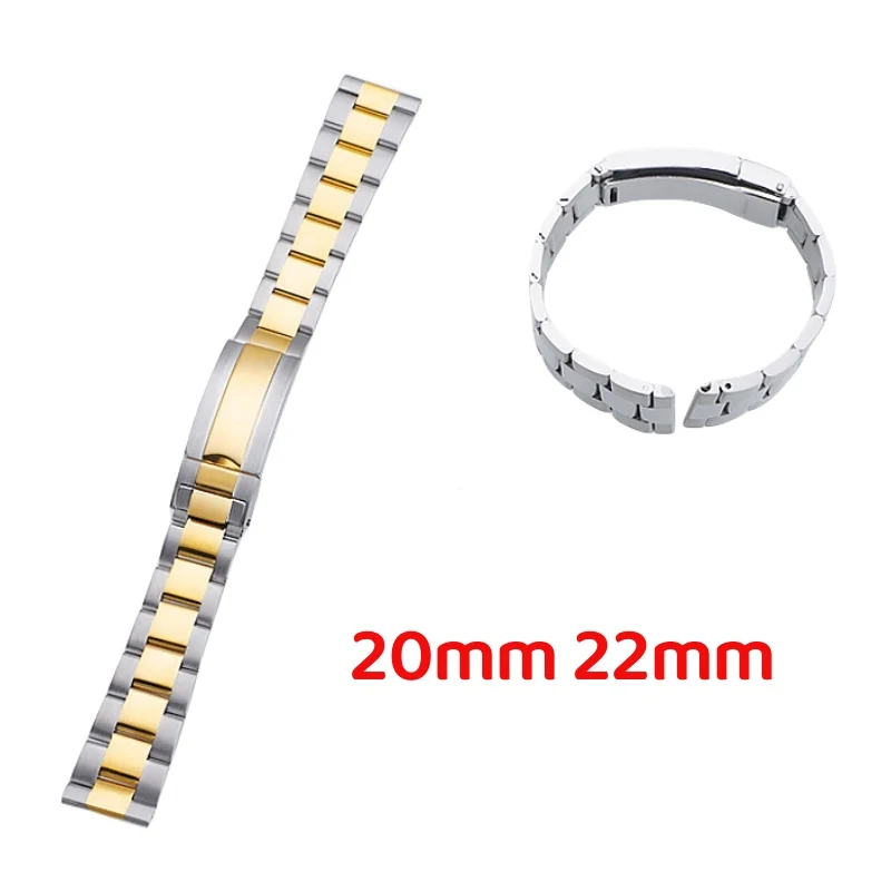 

20mm 22mm Stainless Steel Universal Straight End Oyster Silver Gold Smart Watch Band Strap Fits for RLX SKX Watch
