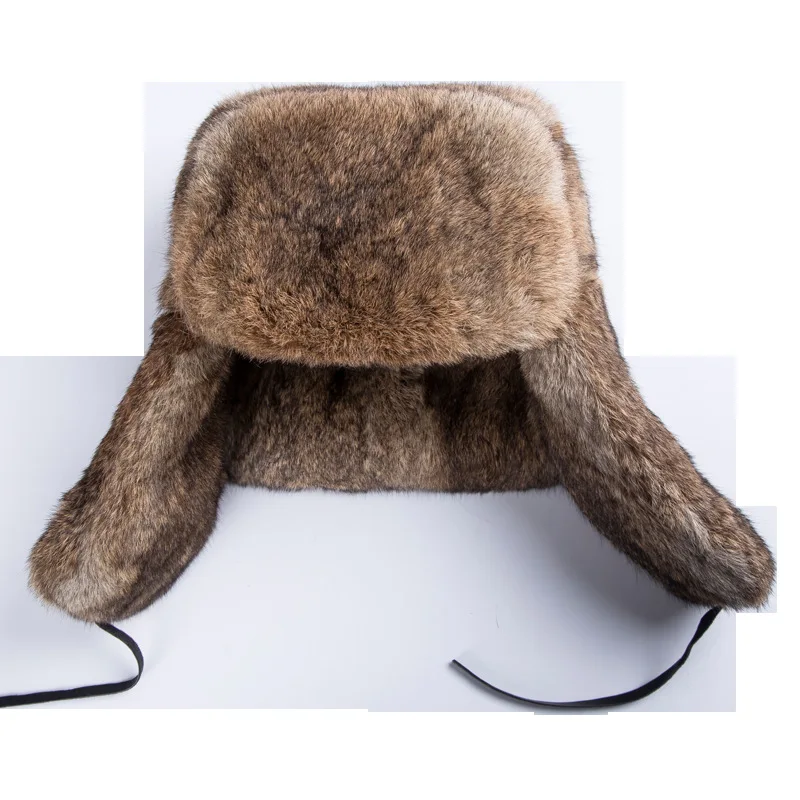 Rabbit Fur Style Winter Hat for Men Dad Grandpa Thermal Thickened Ear Flaps Cold Weather Outdoor 6