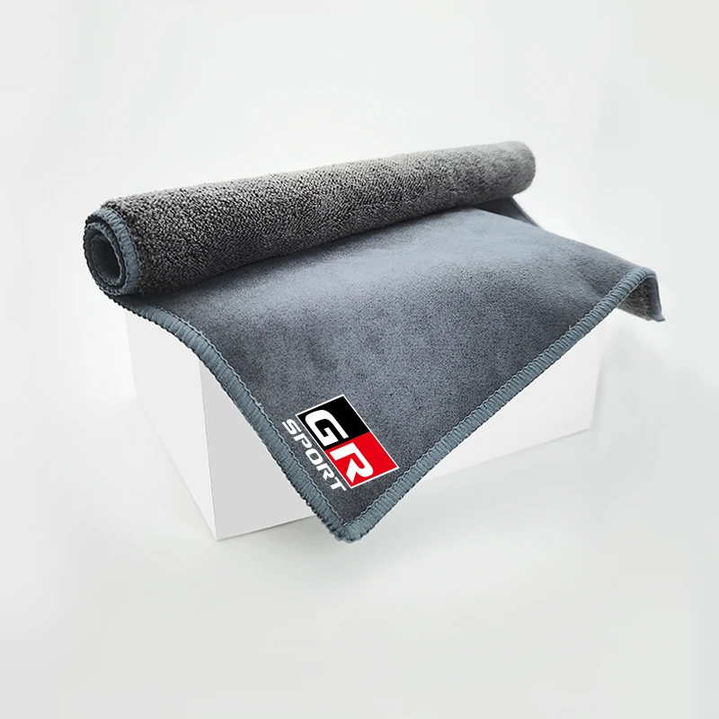GR Sport Emblem Logo Cleaning Drying Cloth Car Wash Rags Double Layer For Toyota Trd Corolla Rav4 Yaris Chr Hilux Sienna Supra