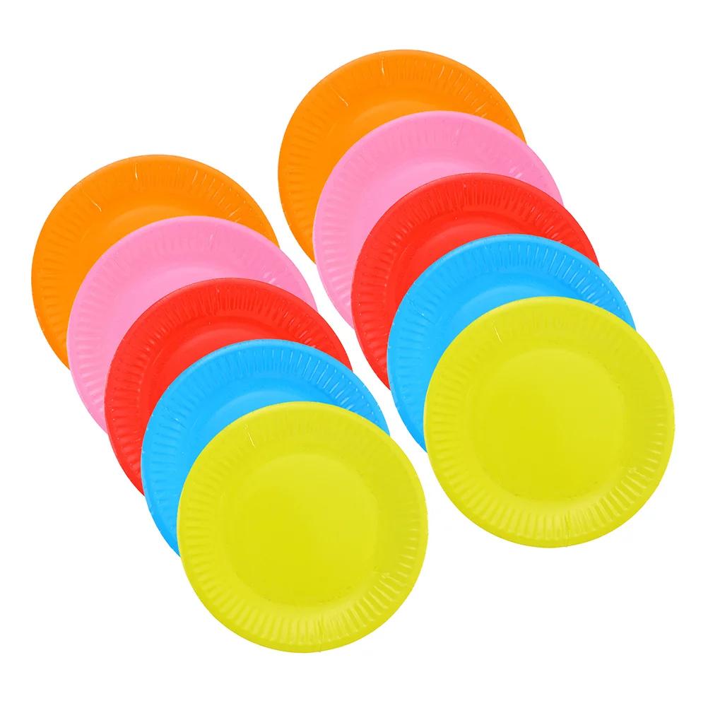 50pcs Paper Cake Plates Colorful for Birthday Party Decor (Random Color) color paper plates color paper plates for parties