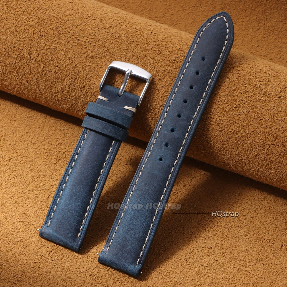 Vintage Genuine Leather Watch Band - Sport Brown Strap with Quick Release Bracelet