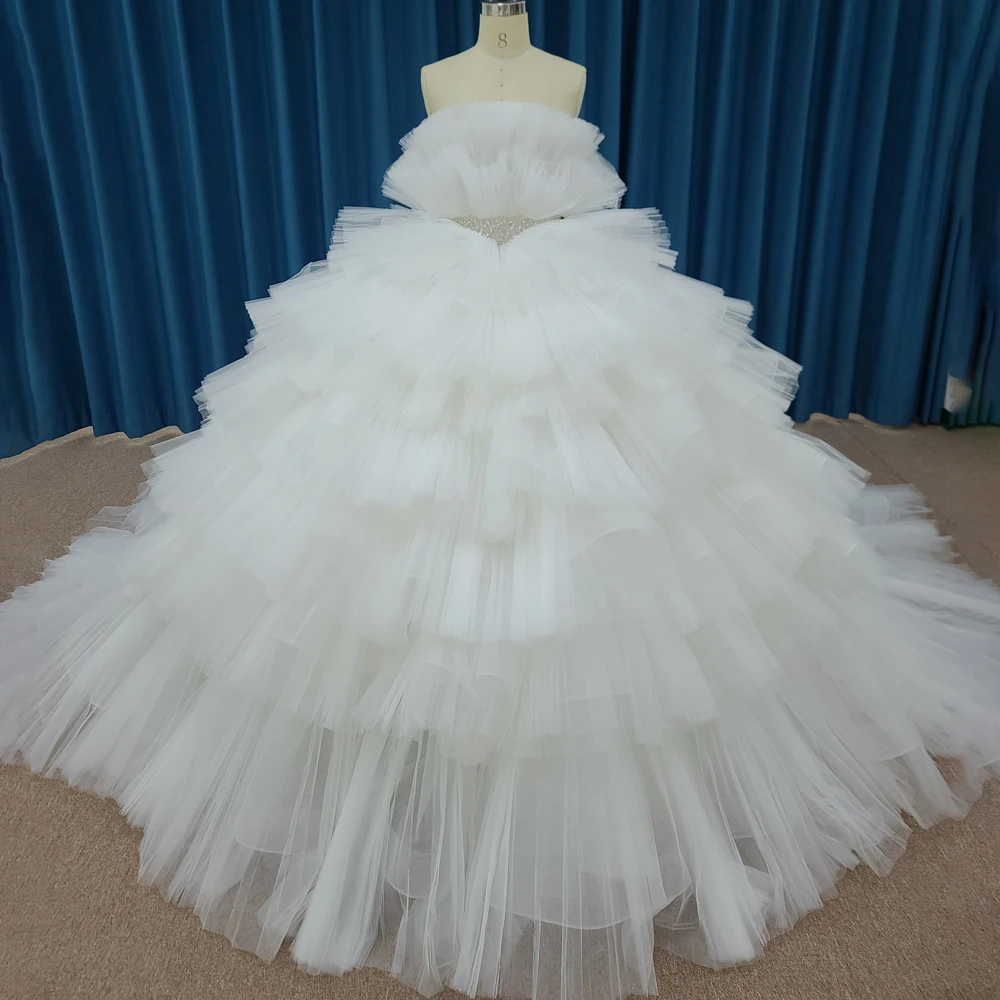 Brand New International Wedding Dresses For Women 2024 Bride Organza Ball Gown Sleeveless Belt Tiered Vestido De Novia LSSM026 3