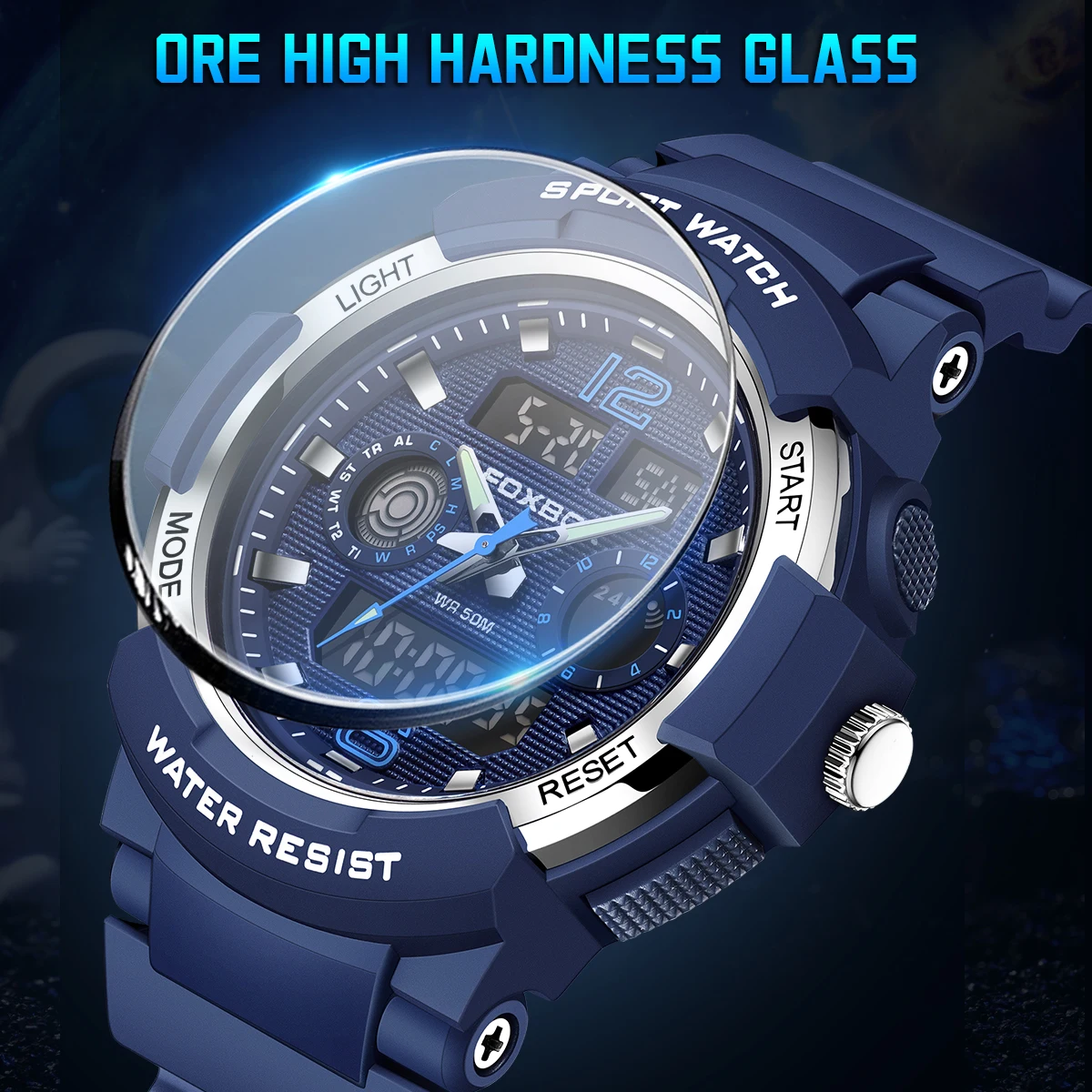 FOXBOX New Digital Watches For Men Military Silicone Sports Waterproof Watch Men Fashion Business Men's Quartz Wristwatches