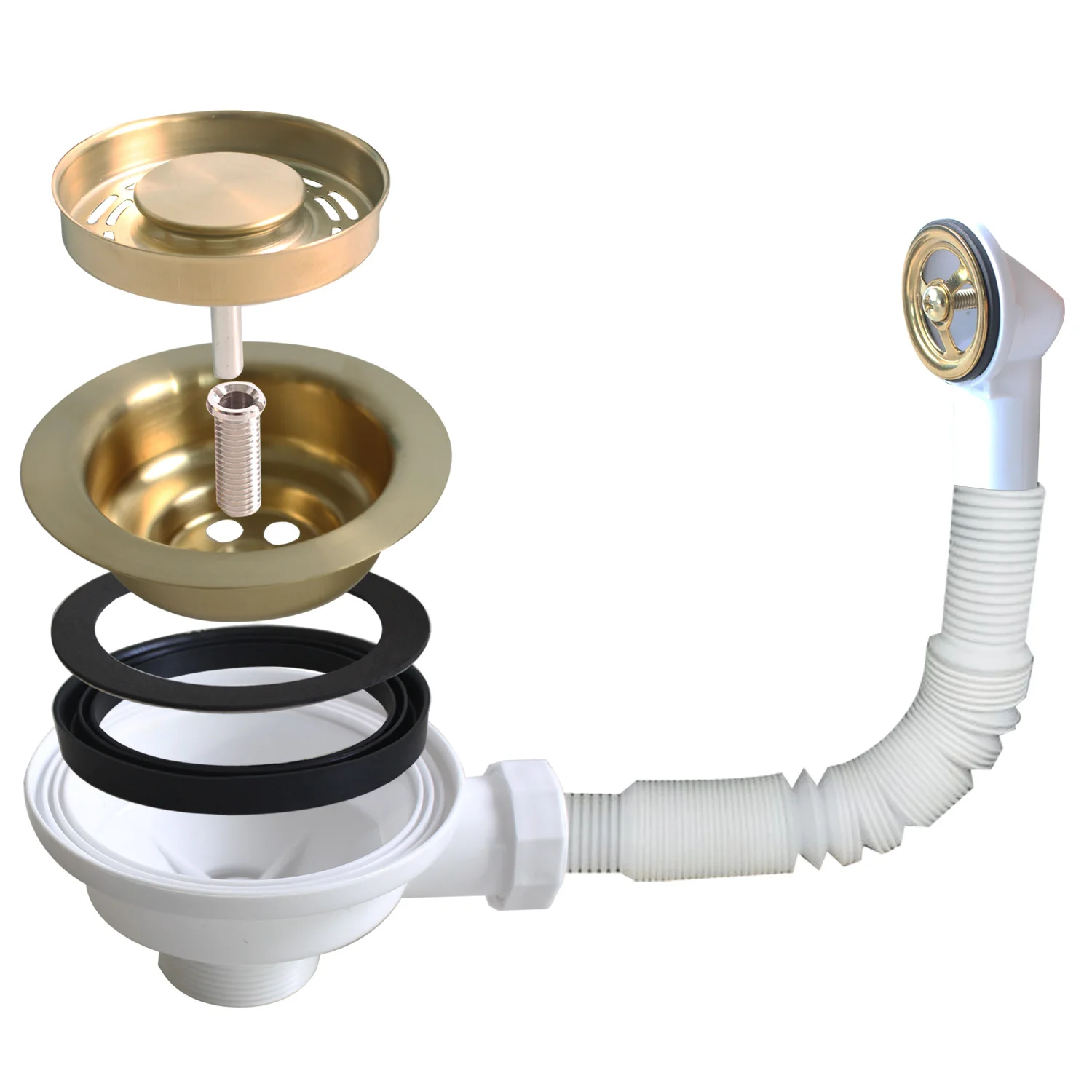 Sink Overflow Cover Floor Drain Filter Shower Drain Cover Talea Drain 114MM Steel Ball Bowl Gold Plated Drainage Kit