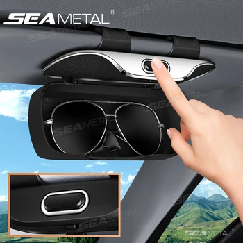 SEAMETAL Car Sunglasses Holder – Portable Press-Switch Glasses Box for Sun Visor, Eyeglass Storage Case for Drivers 1