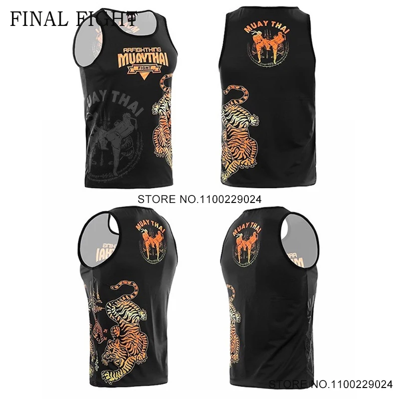 Muay Thai Singlet Men Women Tiger Boxing Training Vest Sparring Martial Arts MMA T Shirt Sleeveless Gym Sports Workout Rashguard