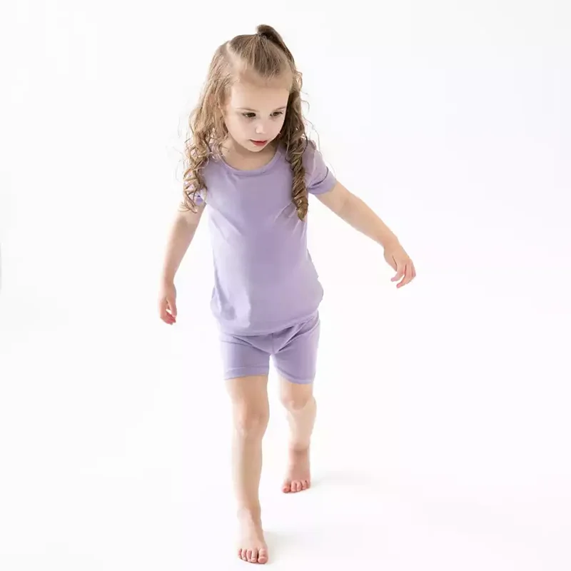 Kids Bamboo Fiber Clothes Set Short Sleeve Pajamas Top Shorts Loungewear Sleepwear