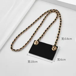 Luxurious Leather Crossbody Card Holder with Chain Strap (Straight gold - single - wear leather chain 120cm + ca)
